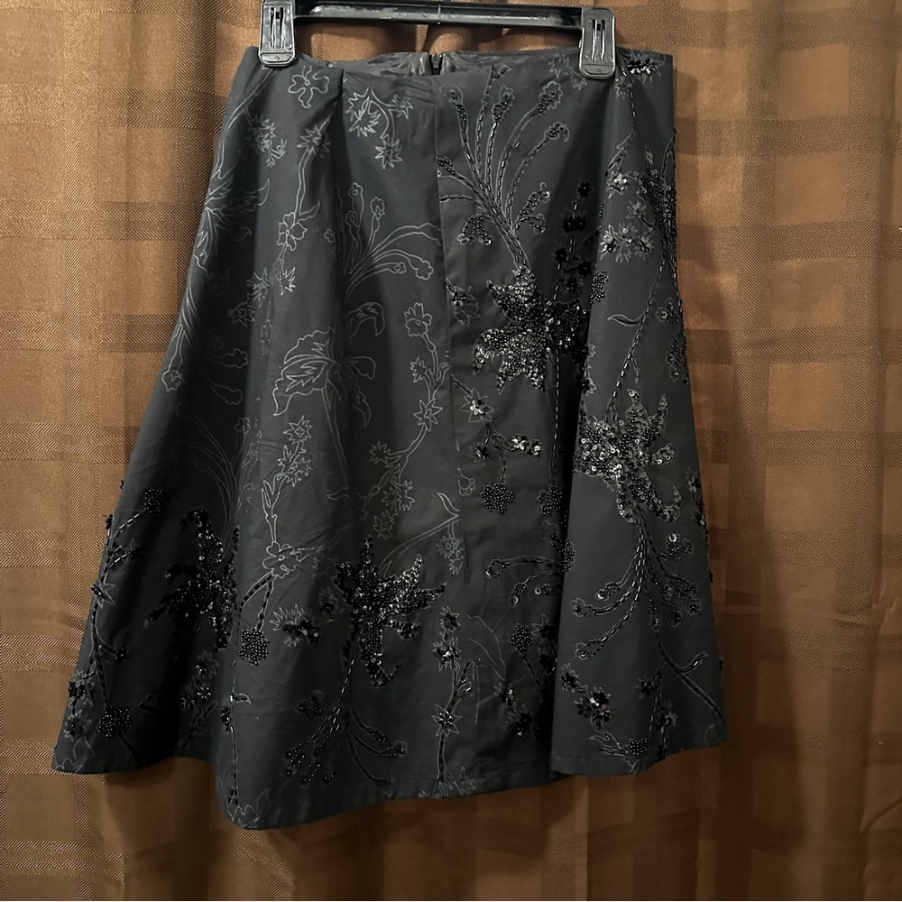 Black Beaded Lined Skirt